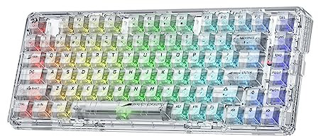 Redragon K649 Pro - Teclado para Juegos RGB con Junta inalámbrica 78%, 3 Modos, 82 Teclas, Teclado mecánico Compacto de Intercambio en Caliente Totalmente Transparente con Enchufe Mejorado, US Layout