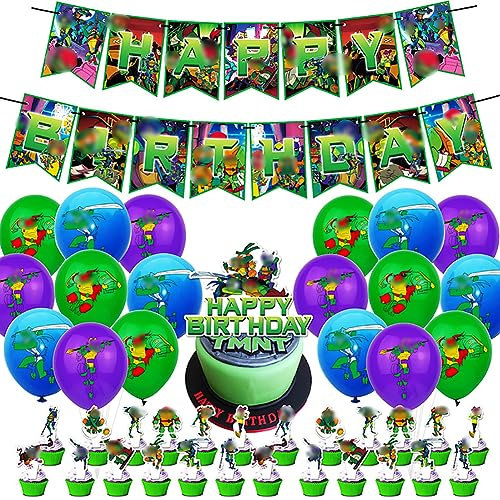 Simmpu 44PCS Ninja Geburtstag Deko,Ninja Geburtstagsdeko Luftballons Ninja Party Dekoration Ninja Kuchendeko Cupcake Topper