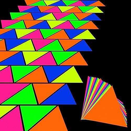 CHIFOOM 20PCS Neon Party Papier Schwarzlicht Deko 90er Deko 80er Jahre Deko Fluoreszierende Farbe Cards Glow In The Dark Party Dekoration für Leuchtend Party Dekorationen Geburtstag Hochzeit