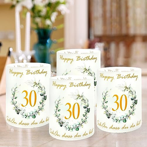 12 Windlicht Tischdeko 30 Geburtstag, Deko 30 Geburtstag Mann Frau, 30 Jahre Happy Birthday Tischdeko, Schön DASS Du Da Bist (30 Jahre)