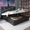 Tkopy Polsterbett 160x200, Doppelbett mit LED-Kopfteil, Bett mit Stauraum und Lattenrost, Hydraulisch Stauraumbett Rückenlehne Polsterbett Jugendbett Funktionsbett, ohne Matratze, Kunstleder Schwarz