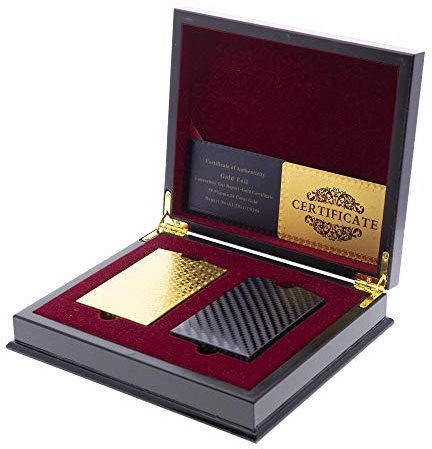 Trendcool Baraja de Cartas Poker Plastico. Juego Impermeable, Resistente al Agua. Baraja Póker Doradas, Negras, Oro. Juegos de Mesa Profesionales e Impermeables (Box+Gold+Black)