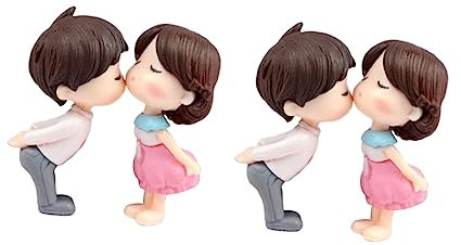 Abaodam PVC Kusspaar Puppen 2 Paar Kuchendekor Selbstgemacht Ornamente für Hochzeit Geburtstag Tischdeko Mikrolandschaft Auto Schreibtisch Bücherregal Kleiner Figuren Dekoration