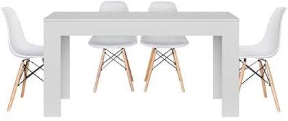 S & S SALDOS Y STOCKS Pack Mesa Extensible de Comedor o Cocina + 4 Sillas Estilo Nordico