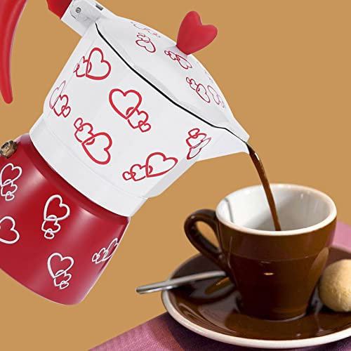 Hervidor de café, Cafetera Duradera de Aluminio, Hervidor de Agua para el Hogar y la Oficina (Corazones rojos ten cuidado.)