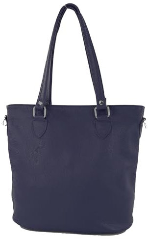 modamoda de - T215 - Italienische Ledertasche Shopper Large, Farbe:Mitternachtsblau