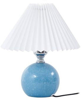 Lindby Tischlampe Kerimi (Skandinavisch) in Blau aus Keramik (1 flammig, E27) - Tischleuchte Schreibtischlampe Nachttischlampe Wohnzimmerleuchte