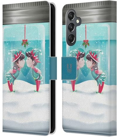 Head Case Designs Mistel Weihnachten Im Einweckglas Leder-Wallet-Hülle Kompatibel mit Samsung Galaxy A25 5G