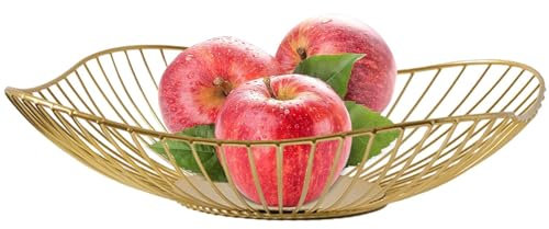 Muuzebsy Metal Wire Fruit Bowl | Artistic Metal Wire Snacks Basket - Cabinet Organization Bowl for Food Serving for Oranges, Banana, Lemon, Strawberry, Grapes