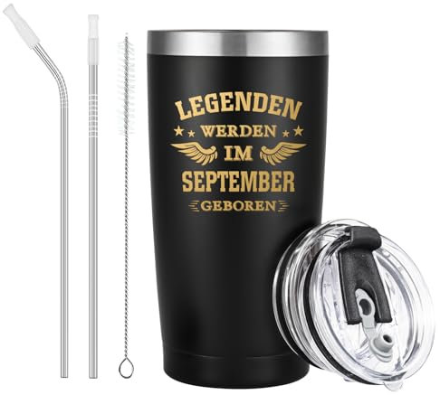 Livole Geburtstagsgeschenk für Männer - Legenden Werden im September Geboren - 50 60 Geburtstag Mann, 40 Geburtstag Männer, Geschenke für Papa, Männer Geburtstag, 600ml Edelstahl Thermobecher to go