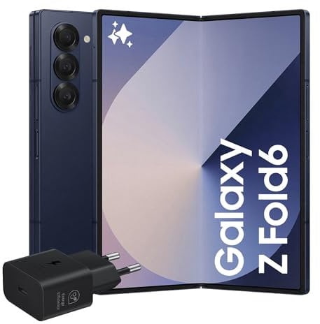 Samsung Galaxy Z Fold6 Smartphone AI pieghevole, Caricatore Incluso, RAM 12GB, 256GB, Dual SIM, Display 6,3/7,6 Dynamic AMOLED 2X, Batteria a lunga durata, Navy 2024 [Versione italiana]
