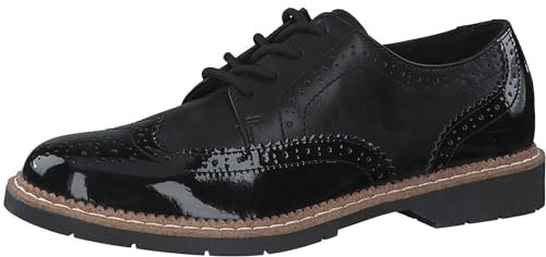 s.Oliver Damen Schnürschuh eleganter Brogue Halbschuh mit Lochmuster 5-23604-43, Größe:39 EU, Farbe:Schwarz
