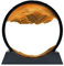 AzureLeap Peinture de Sable Mobile - Cadre Sablier, Images de l'art du Sable en Mouvement, Sable Dynamique dans un Verre Rond, 3D Sable de Paysage pour le Bureau Maison Décoration（Jaune, 12 Pouces）