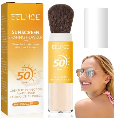 Mineral Powder Sunscreen Brush,Scalp Sunscreen Powder,SPF 50 Powder Sunscreen for Face,Mineral Face Powder,Sun Protection Powder,Matte Powder,Suncream Brush,Mineral SPF,Lasting Lightweight Breathable