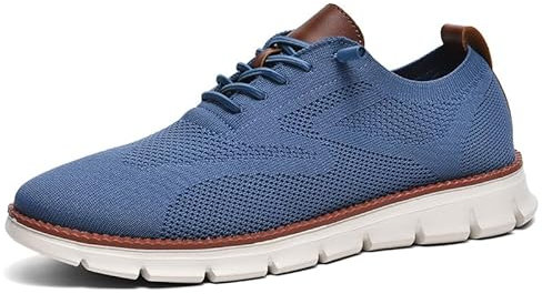 Wearbreeze - Tenis Oxford Casuales de Negocios para Hombre, Zapatos de Vestir Ligeros con Cordones para el Trabajo, Viajes y Viajes Diarios, Azul/Claro, 44 EU
