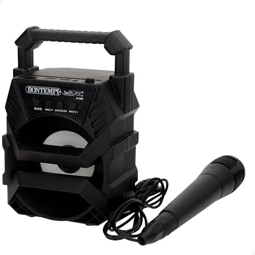 COLORBABY Mini altoparlante karaoke con microfono, luci RGB, connessione wireless, USB, microSD, radio, funzione stereo, batteria ricaricabile, formato portatile 11,5 x 10 x 18 cm, per feste (47891)
