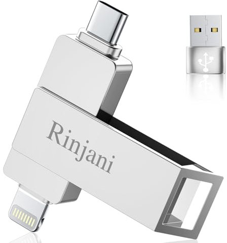 Cle USB C pour iPhone Apple Certifié,(sans APP) Rinjani Clé USB 256 go pour iPhone 15/16,OTG Android,iOS,iPad,Mac,Tablette,Clef USB 3.0 pour PC,Mémoire Externe Stockage Photo Stick MFI Lightning