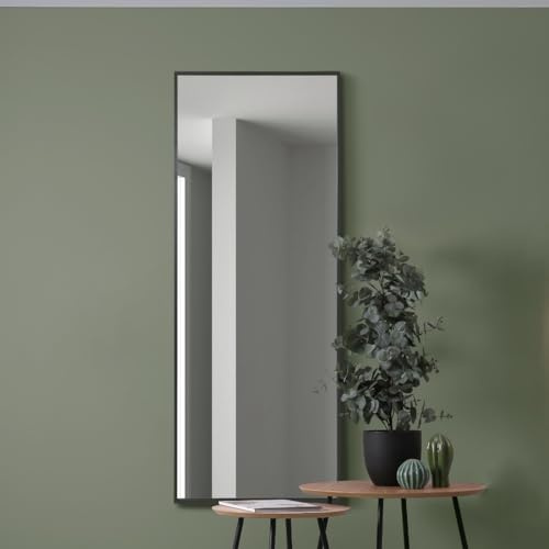 Full-Length Black Aluminium Metal Leaner Wall Mirror: 150 x 60cm – Large, Durable Frame, bedroom, hallway, bathroom or dressing room Wall Mirror