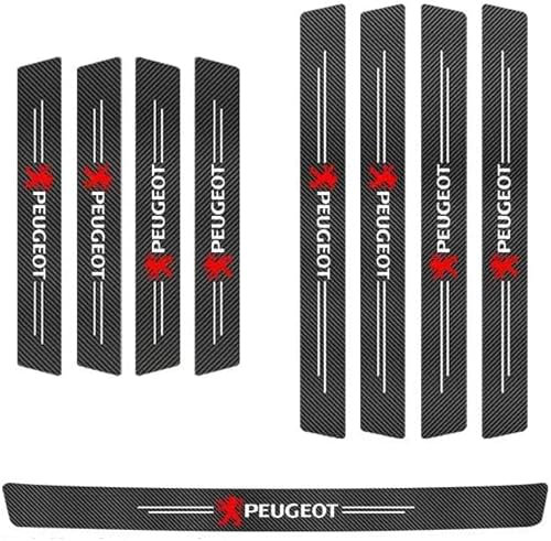 ZTLQ Auto Türschweller Schutz für Peugeot 207 SW 2009-2013,Auto Einstiegsleisten Tür Kohlefaser Schritt Schutz Leisten Abdeckung Kantenschutz Pedal Zubehör mit Emblem Logo Auto Verschleißteile