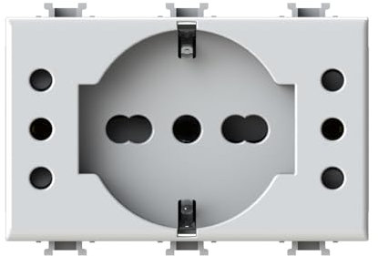 Moduli Bianchi, Compatibile Con Bticino Matix, Presa 10A 16A bipasso, antenna, ethernet, TV, antenna, USB, Per Placche originali e compatibili (1x, presa 503 schuko bivalente e 2 prese 10A)