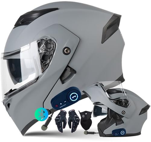 Letetexi Motorradhelm Klapphelm mit Bluetooth ECE-zugelassener Helm mit Anti-Fog-Doppelvisier Rennhelm für Erwachsene Männer Frauen