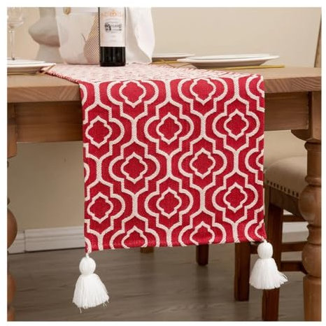 Chemin de table à thé - Drapeau de style marocain - Décoration de Noël - Long meuble à chaussures - Drapeau de lit - Écharpe pour queue de lit (C, 33 x 220 cm)