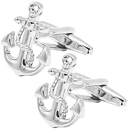 Dsnyu Manschettenknöpfe Silber, Manchettenknoepfe Herren Bräutigam Seemann Anker Hemd Anzug Damen Schmuck mit Geschenkbox