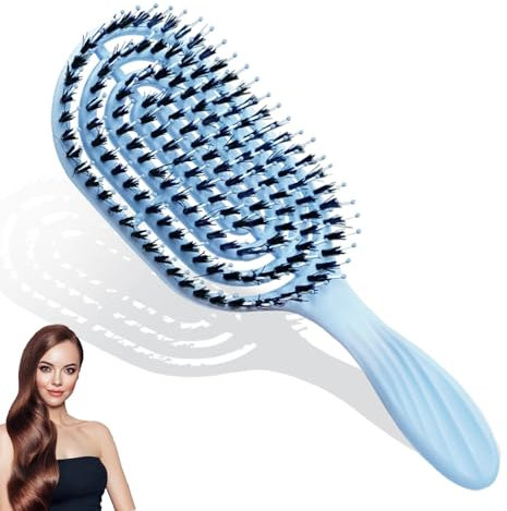 ZPTEE Wildschweinborsten Haarbürste Damen – Entwirrbürste gegen Frizz, Haarbruch & statische Aufladung | Antistatische Stylingbürste für glattes & lockiges Haar, Nass & Trocken