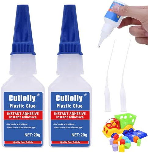 Colla per Plastica,2pcs Colla Istantanea Extra Forte,Adesivo Plastica Extra Forte,Adesivo Plasticas con Tappo Anti-intasamento,Super Istantanea per Incollare Tutte Materie Plastiche