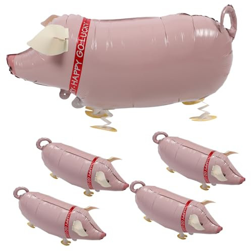 CVUTOVO 5 Stück Aufblasbare Schwein Ballons Kinder Kindergeburtstag Partyspielzeug Mit Luftstopfen Für Indoor Outdoor Spielspaß