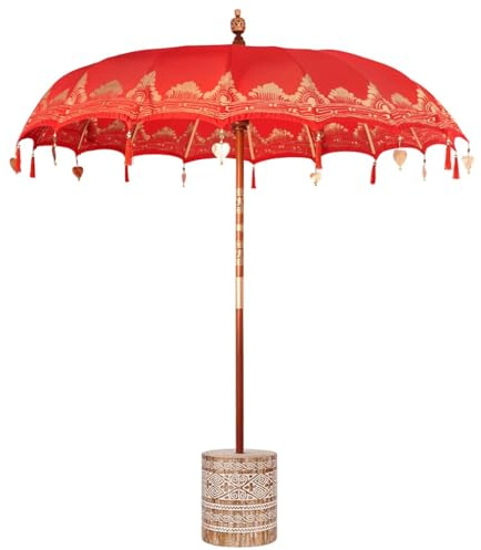 vidaXL Balinesischer Sonnenschirm mit Sockel Rot 215 x 215 x 260 cm
