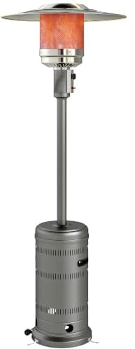 Outsunny Estufa de Gas Butano, 13000W para Butano y Propano 7 m² Gris | Calefactor de Exterior a Gas Portátil, Temperatura Ajustable, Protección contra Vuelcos, Encendido Piezoeléctrico, Ruedas