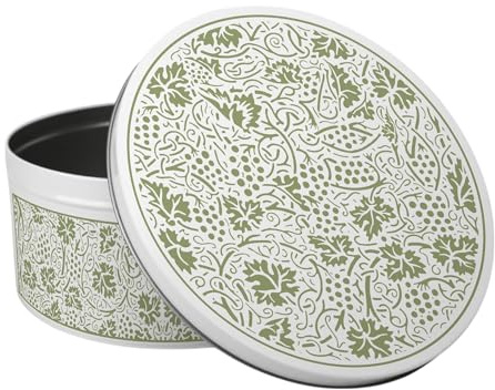 Purely Home Oak Leaves & Berries Cake Tin - Green Kitchenware Gifts - Large Round Metal Kitchen Storage Container 23 x 10cm