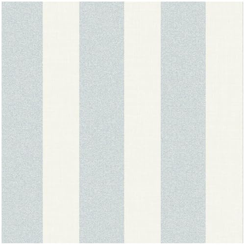 Textured Stripe Blue Wallpaper - Paste The Paper - 10.05m x 53cm Roll - Washable Peelable Easy to Hang - Contemporary Versatile Sophisticated - Modern Geometric - Bedroom Kids Room