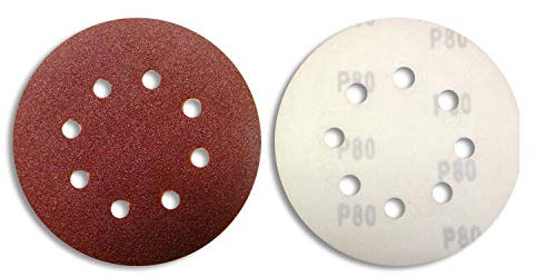 25 x HKB ® Schleifscheiben für Exzenter-Schleifgeräte, K80, ø=125mm, 8-Loch, Klett, Korund, Profi-Qualität, universell einsetzbar auf ebenen und gewölbten Flächen, Artikel-Nr. 20130