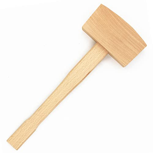 WEICHUAN Unfinished Beech Wood Mallet Ice Hammer Mallet - Solid Beechwood Damage-Free Striking Woodworking Carving Mallet Woodworking Hand Tool - 5 x 13.8