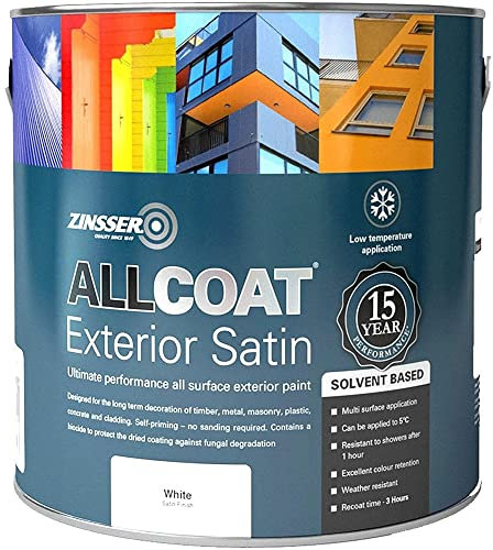Zinsser Allcoat Exterior (Satin Finish) Solvent Based 1lt (Black or White) - Black