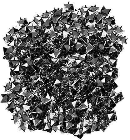 WedDecor 50pcs Square Pyramid Rivets 8mm Gunmetal Punk Nail Head Studs Four-Jaw Studs Spikes Metal Leather Rivets for Decorating Belts, Bags, Shoes, Leathercrafts, Punk & Goth Fashion Accessories