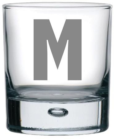Personalised Engraved Bubble Whiskey Tumbler Glass - Choose Your Letter Design, Customise Your Perfect Glass with You Personalise in a White Presentation Gift Box