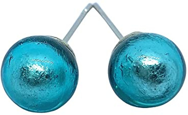 Boucles d'oreilles délicates en verre de Murano plaqué argent 0,7 cm de diamètre Coffret cadeau et certificat d'authenticité inclus