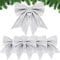 5 Stück XL Weihnachtsbaum Schleifen Silber Weihnachten Deko Glitzer Schleifen Weihnachtsbaum Bogen Schleife Deko Weihnachtsbaumschmuck Schleifen für Zuhause Festival Party Baumkranz Dekorationen
