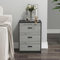 URBNLIVING 3 Drawer Wooden Bedroom Bedside Cabinet (Black Carcass + Ash Grey Oak Drawers)