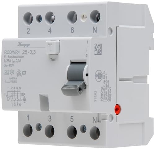Kopp Fehlerstrom-Schutzschalter, RCD, 25 A, 300mA, 4-polig, 752543097