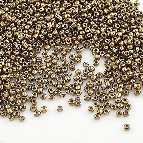 Perlin Rocailles Glasperlen Indianerperlen Saatperlen Pony Perlen 2mm 11/0 Seed Beads 6500 Stk (Bronze)
