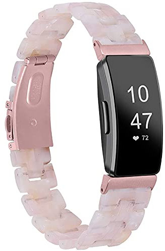 Miimall Kompatibel mit Fitbit Inspire/Inspire HR/Ace 2 Armband, Ultraleicht Harz Resin Ersatzarmband mit Edelstahlschnalle Sport Uhrenarmband Armbänd für Fitbit Inspire/Inspire HR - Rosa