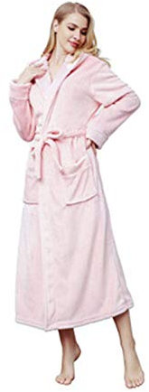 Susenstone Peignoir Femme Polaire Sexy Hiver Chaud Pyjama Flanelle Chic Robe De Chambre Longue Kimono Femme Nuit Pas Cher VêTements De Nuit (M, Rose)