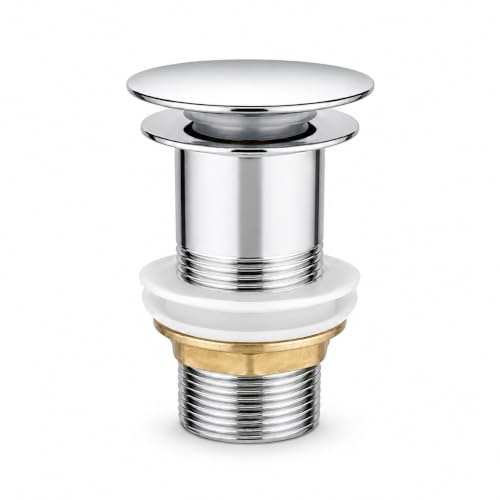 Ablaufgarnitur Ablaufventil Pop Up Ventil Waschbecken Waschtisch Abfluss OHNE ÜBERLAUF Silber (ohne Überlauf, Silver)