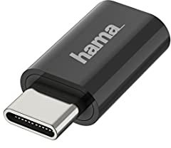 Hama USB Adapter, USB-C auf Micro-USB Buchste (Micro USB auf USB C, USB Hub, Daten-Hub-Adapter USB 2.0, USB-Verteiler 480 Mbit/s) 00200310 Schwarz