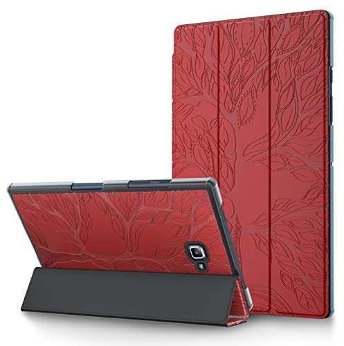 Hülle für Samsung Galaxy Tab A6 10.1 (2016) Schutzhülle SM-T580/T585 Ultra Dünn Ständer Cover Dreifach Falt Klapp Case mit Auto Schlaf/Wach Funktion, für Galaxy Tab A 10.1 Zoll 2016,Rot
