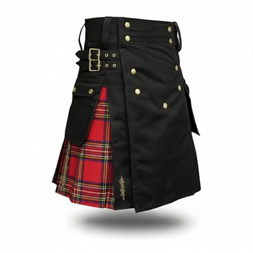 McWilliams Kilts for Men, Active Herren Deluxe Black Sport Utility Kilt, schottisches Herren-Kostüm (48, Royal Stewart Hybrid)